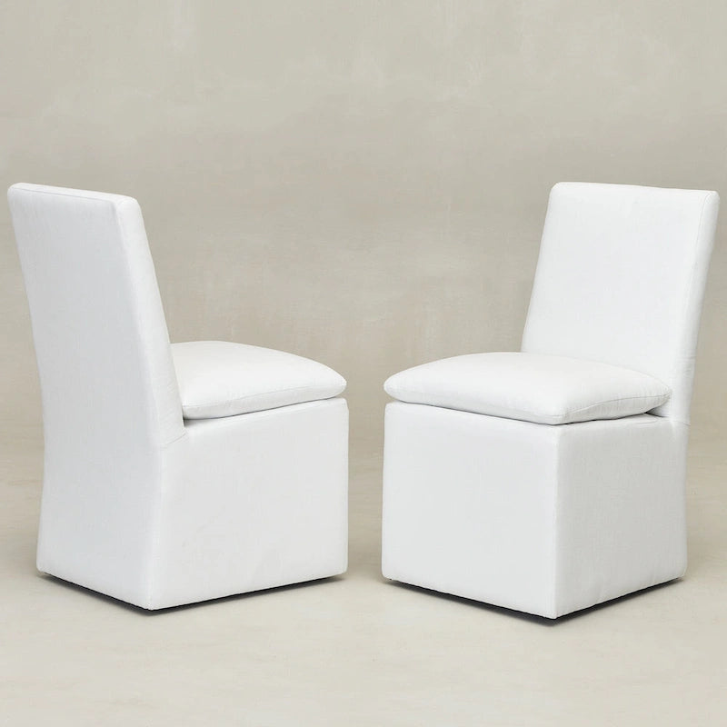 Performance Fabric Dining Side Chairs with Casters, Set of 2