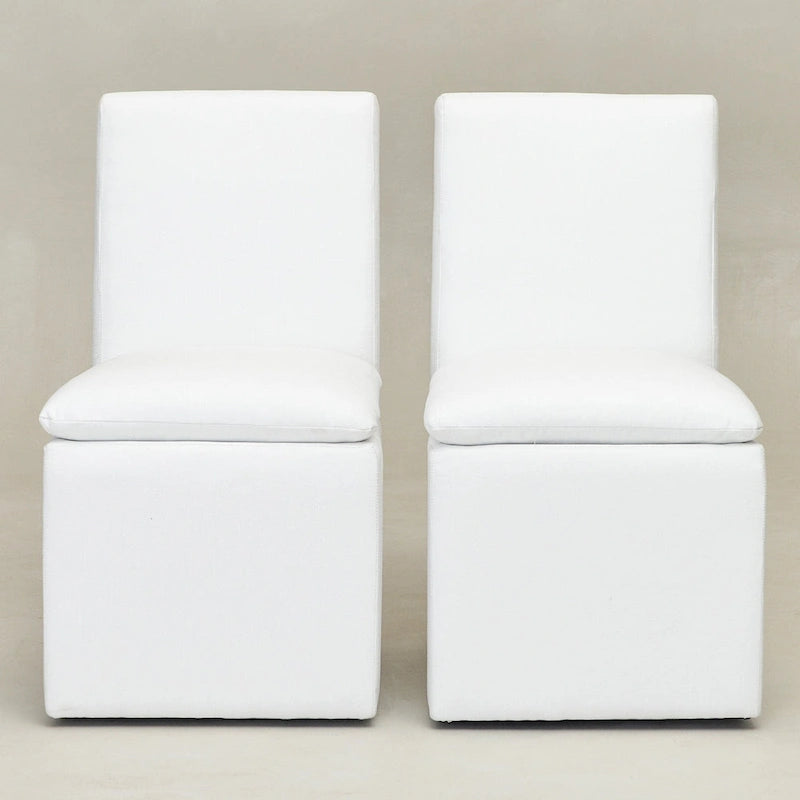 Performance Fabric Dining Side Chairs with Casters, Set of 2