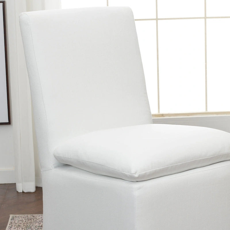 Performance Fabric Dining Side Chairs with Casters, Set of 2