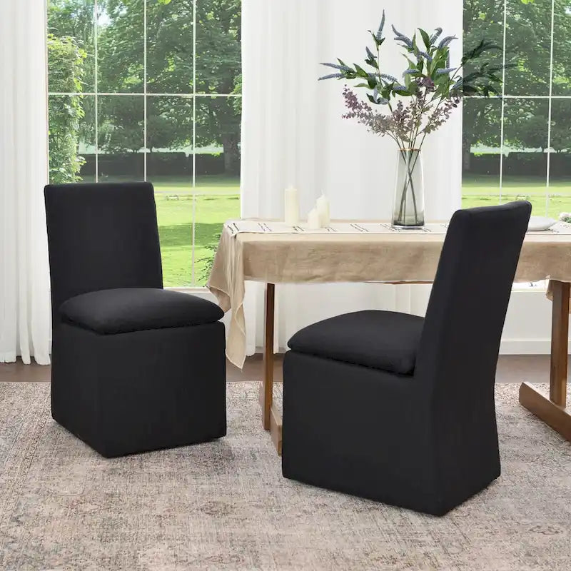 Performance Fabric Dining Side Chairs with Casters, Set of 2