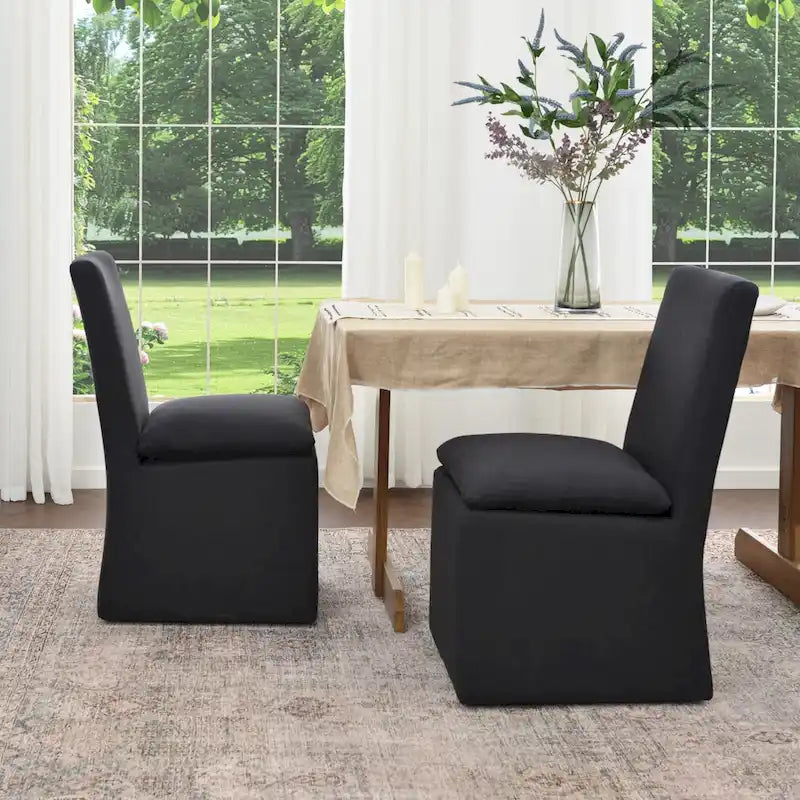 Performance Fabric Dining Side Chairs with Casters, Set of 2