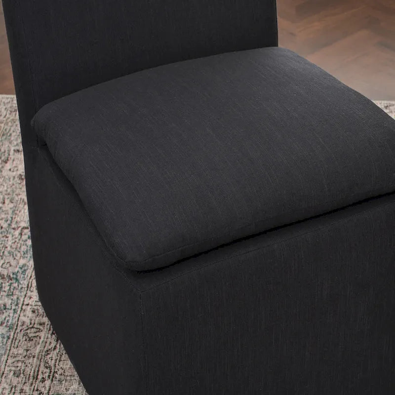 Performance Fabric Dining Side Chairs with Casters, Set of 2