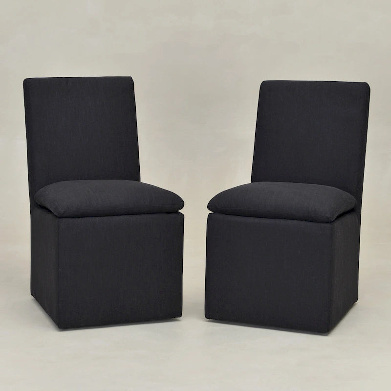 Performance Fabric Dining Side Chairs with Casters, Set of 2