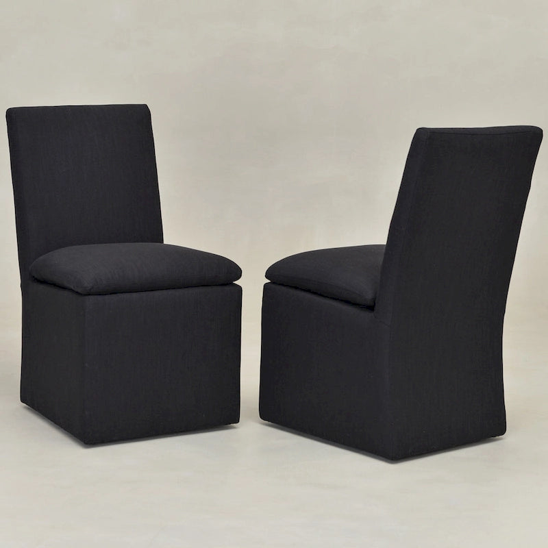 Performance Fabric Dining Side Chairs with Casters, Set of 2