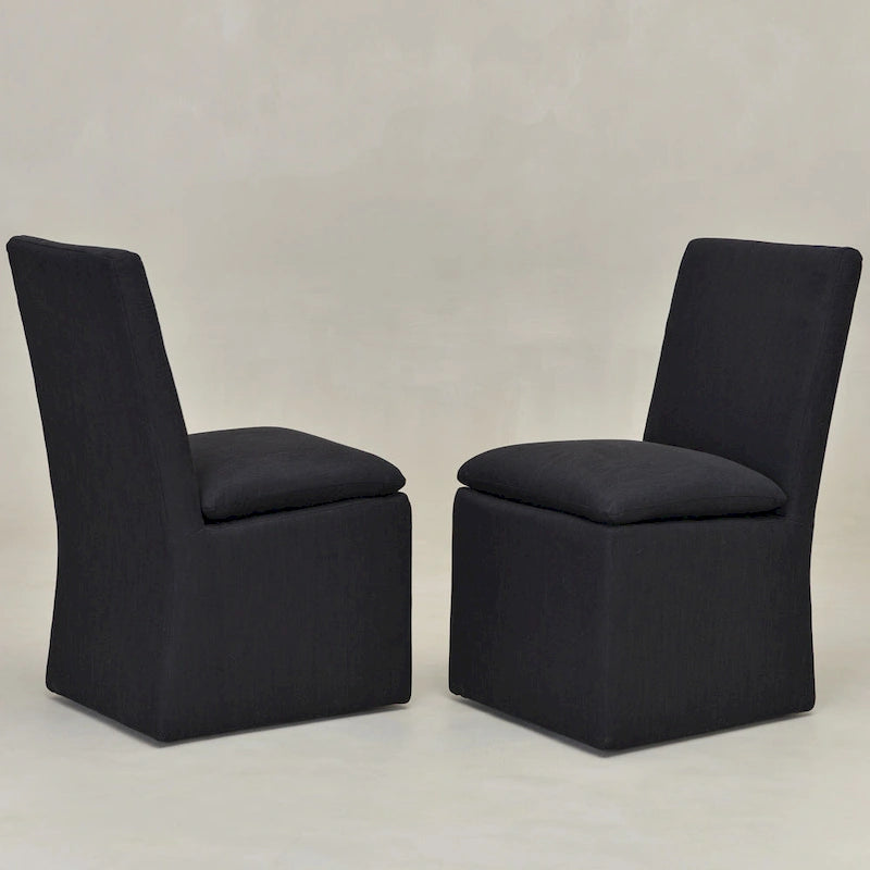 Performance Fabric Dining Side Chairs with Casters, Set of 2