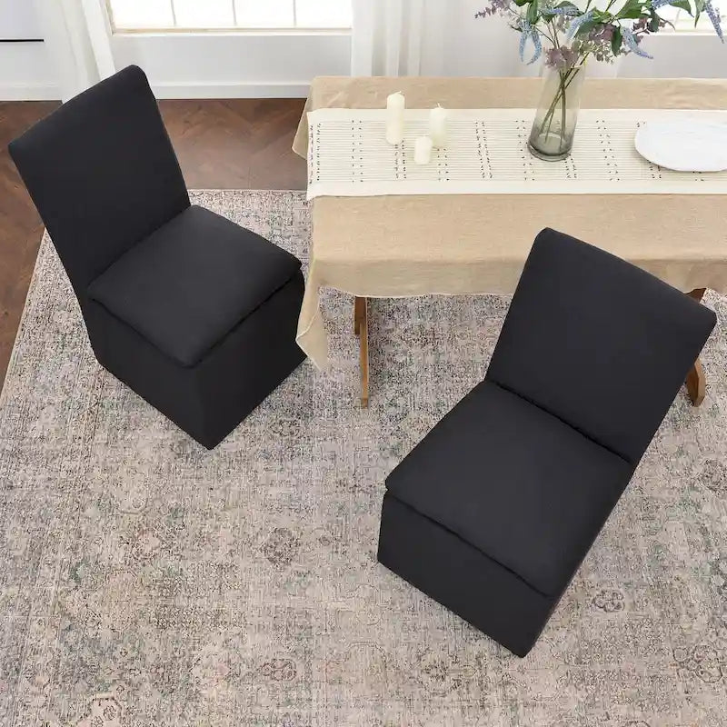Performance Fabric Dining Side Chairs with Casters, Set of 2