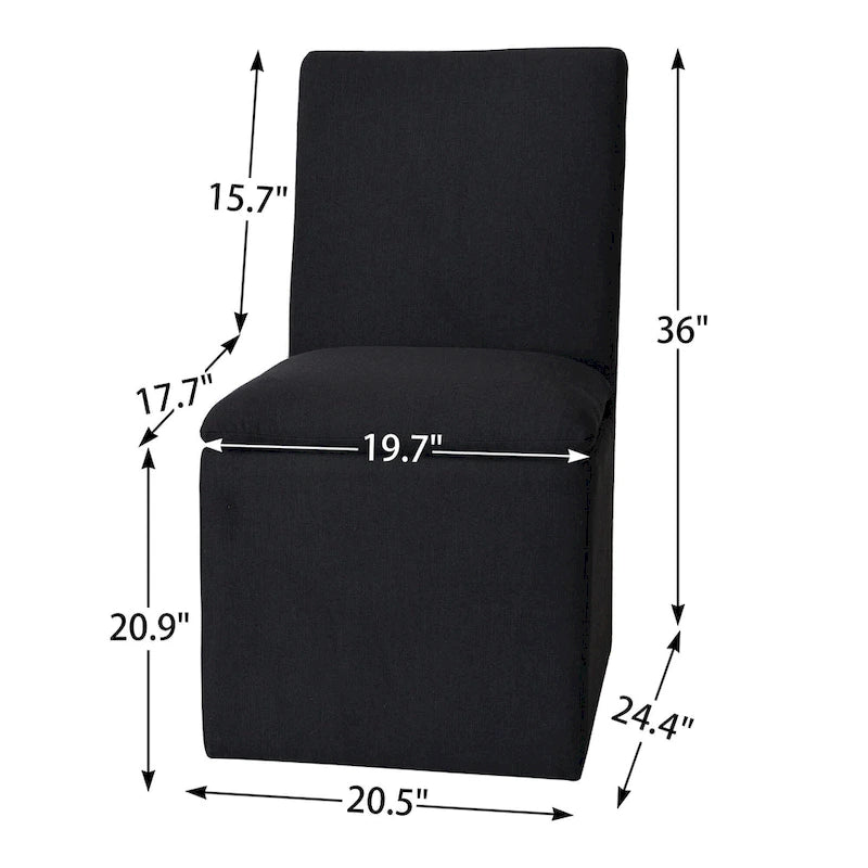 Performance Fabric Dining Side Chairs with Casters, Set of 2
