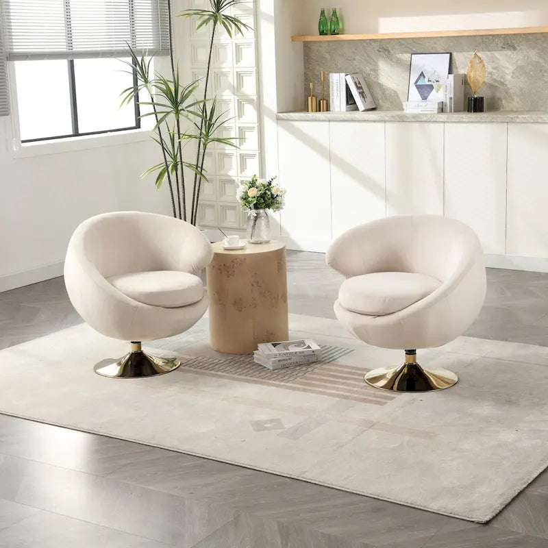 Velvet 360-Degree Swivel Barrel Accent Chairs, Set of 2