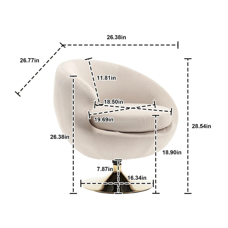 Poltrone decorative a barile in velluto con rotazione a 360 gradi, set da 2