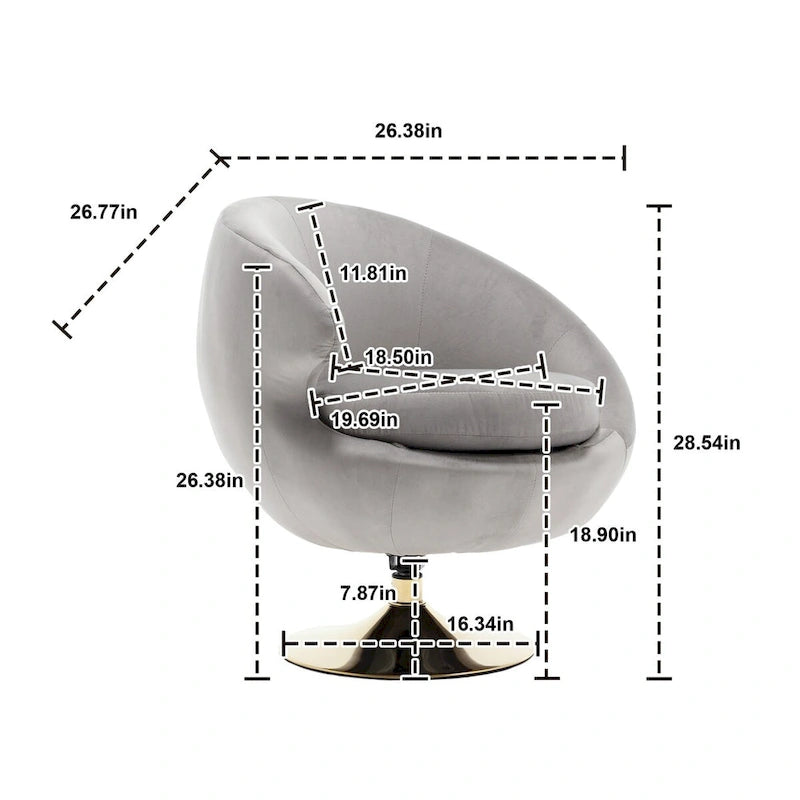 Poltrone decorative a barile in velluto con rotazione a 360 gradi, set da 2