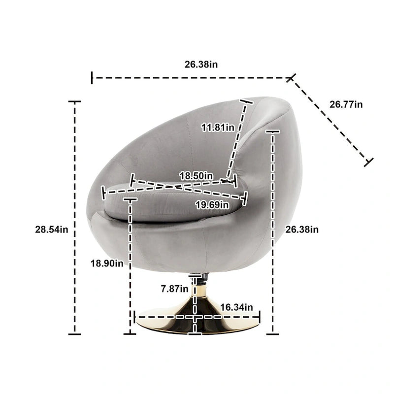Poltrone decorative a barile in velluto con rotazione a 360 gradi, set da 2