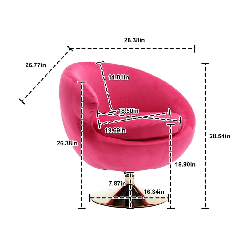 Poltrone decorative a barile in velluto con rotazione a 360 gradi, set da 2
