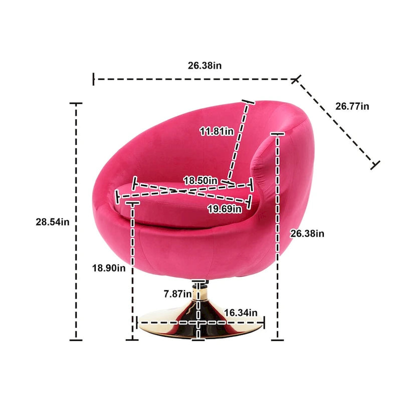 Poltrone decorative a barile in velluto con rotazione a 360 gradi, set da 2