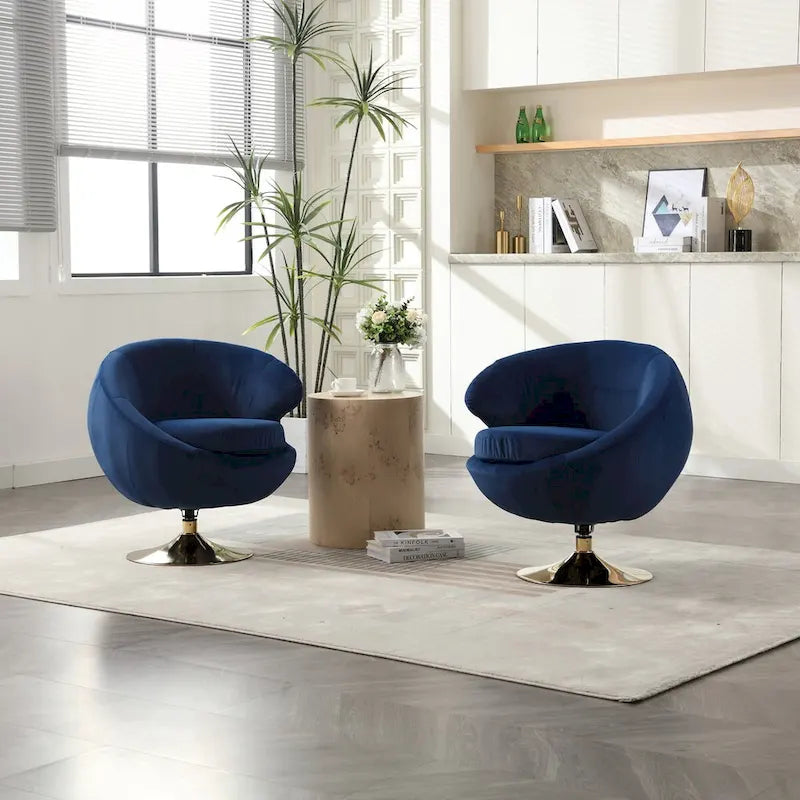 Poltrone decorative a barile in velluto con rotazione a 360 gradi, set da 2