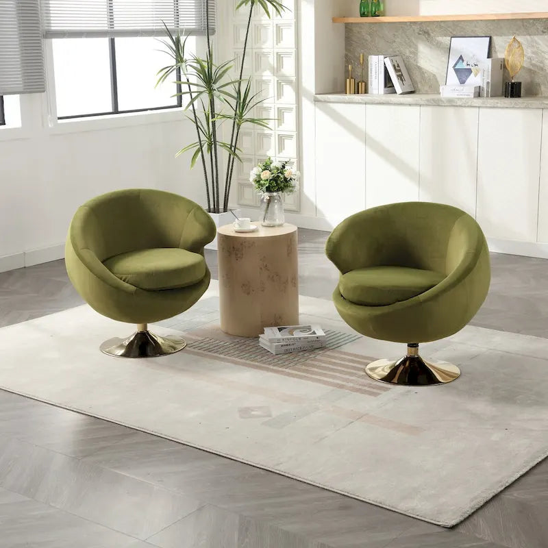 Poltrone decorative a barile in velluto con rotazione a 360 gradi, set da 2
