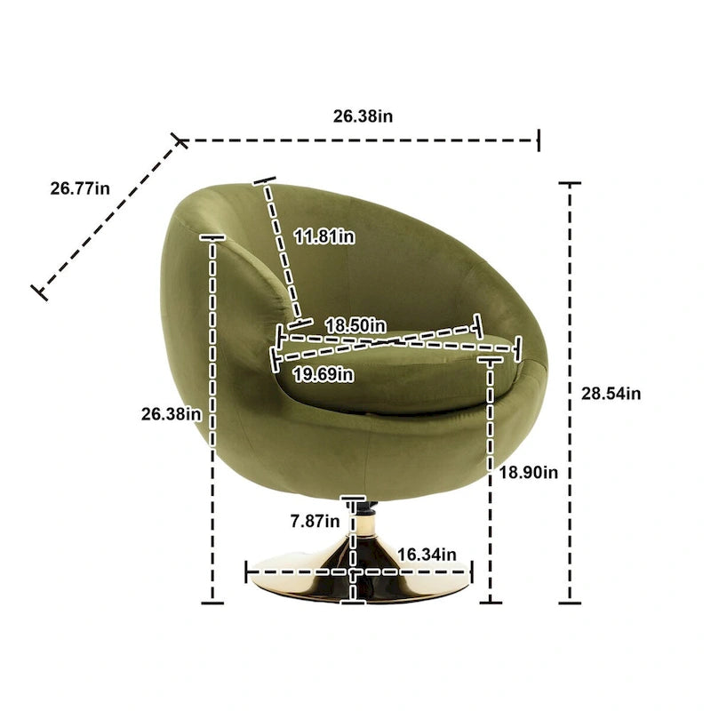 Poltrone decorative a barile in velluto con rotazione a 360 gradi, set da 2
