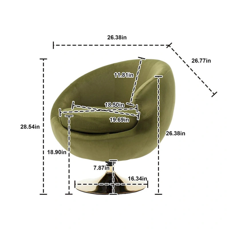 Poltrone decorative a barile in velluto con rotazione a 360 gradi, set da 2