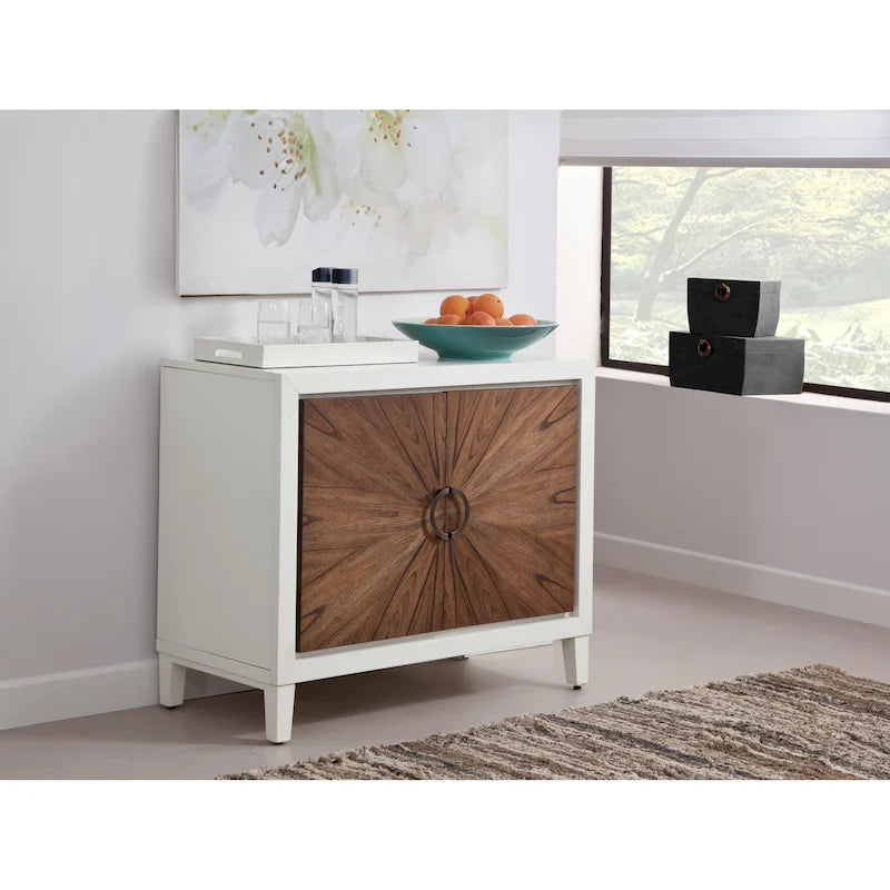 Credenza decorativa in legno a 2 ante con frontale a raggiera