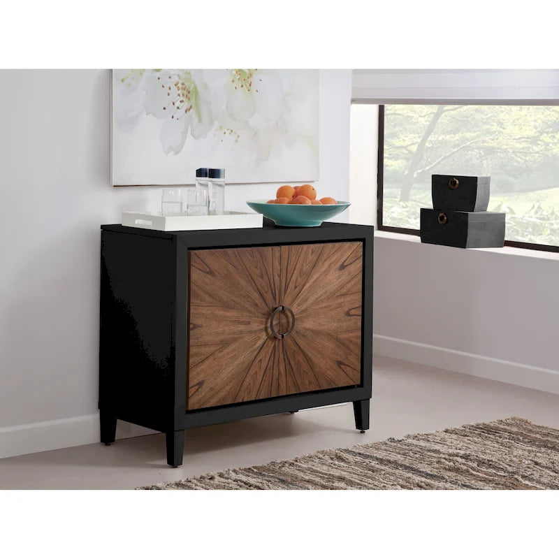 2-Door Wood Accent Cabinet with Starburst Front