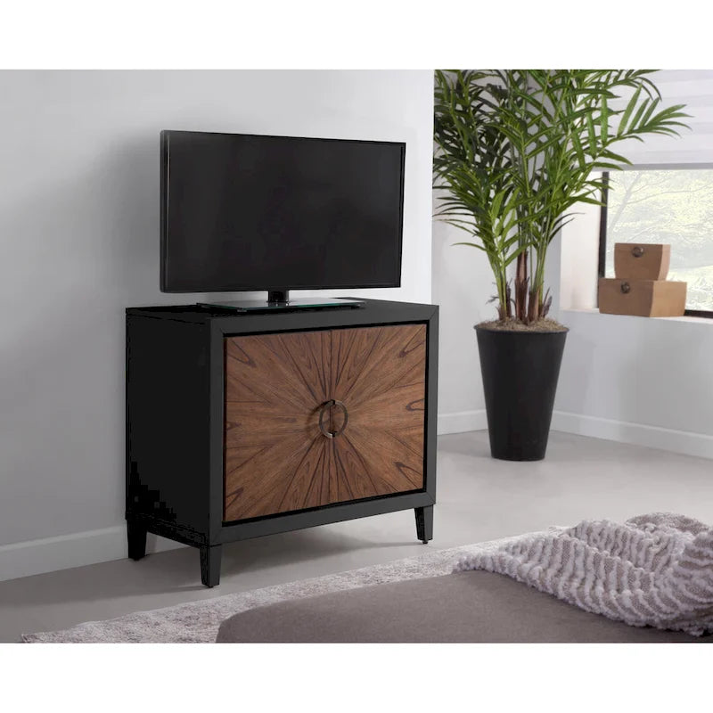 Credenza decorativa in legno a 2 ante con frontale a raggiera