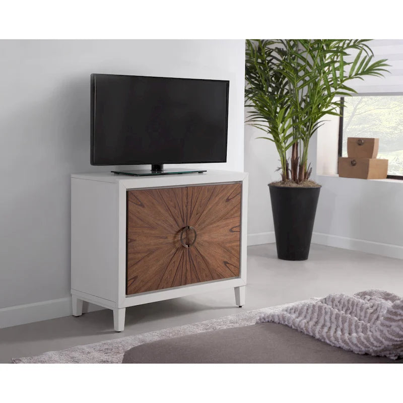 Credenza decorativa in legno a 2 ante con frontale a raggiera