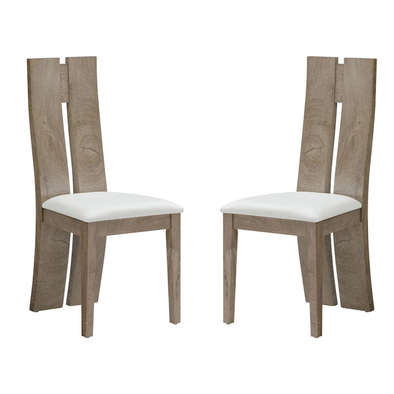 Set da 2 sedie da pranzo senza braccioli con schienale alto e rivestimento in PU