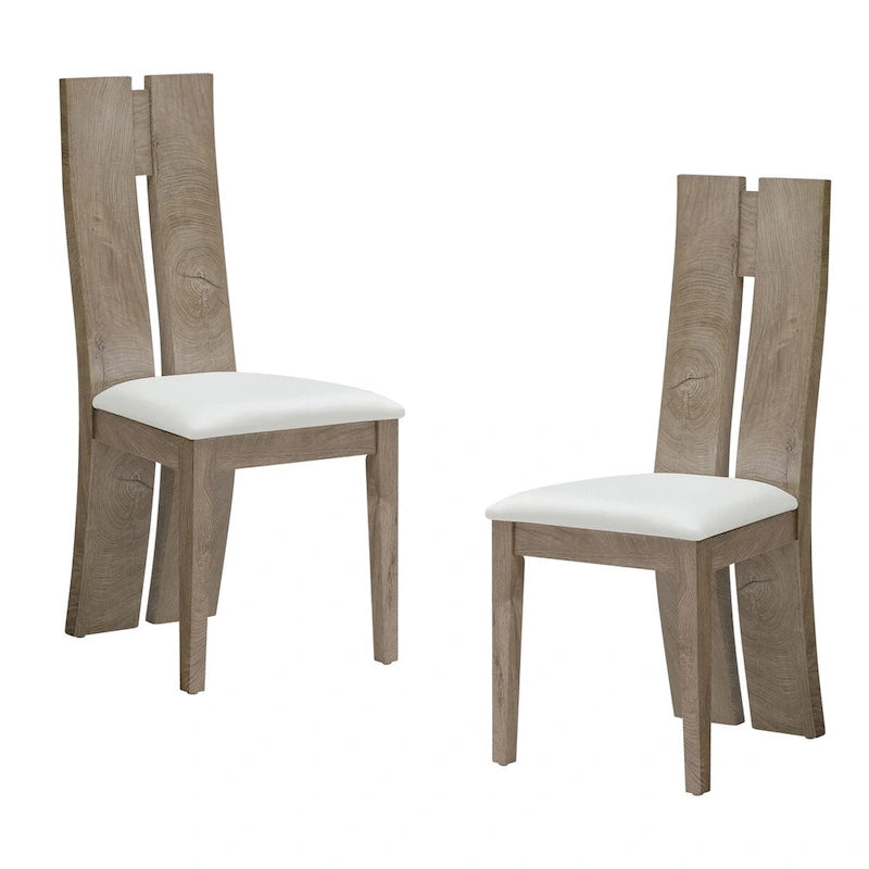 Set da 2 sedie da pranzo senza braccioli con schienale alto e rivestimento in PU