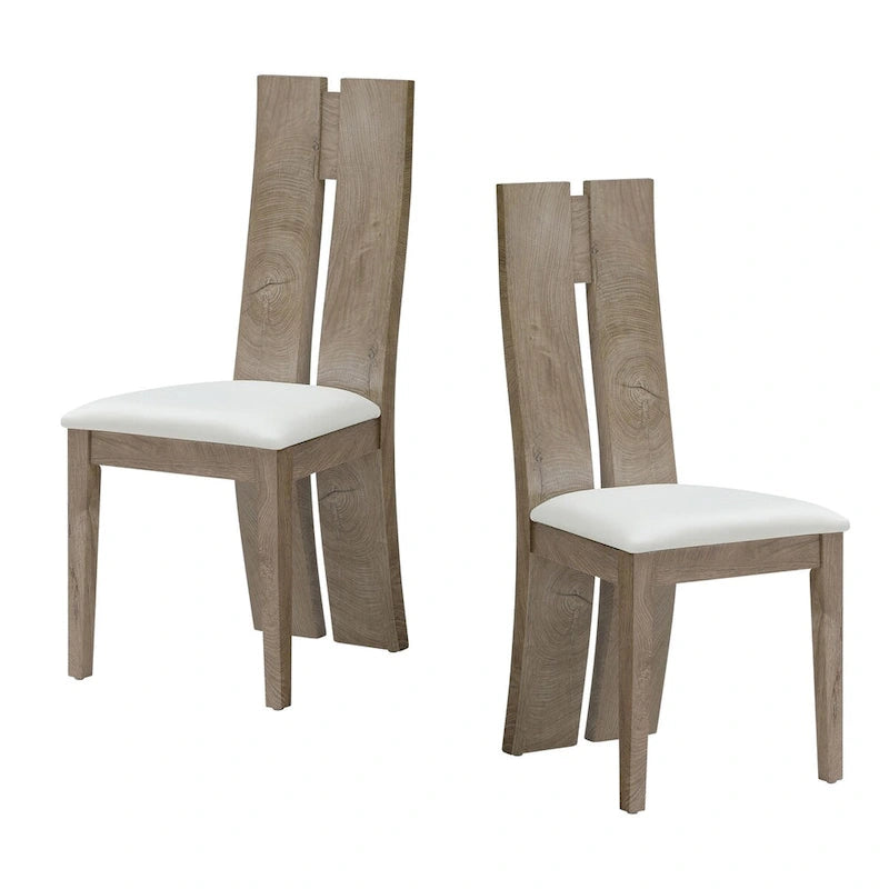 Set of 2 PU Upholstered Armless High Back Dining Chairs