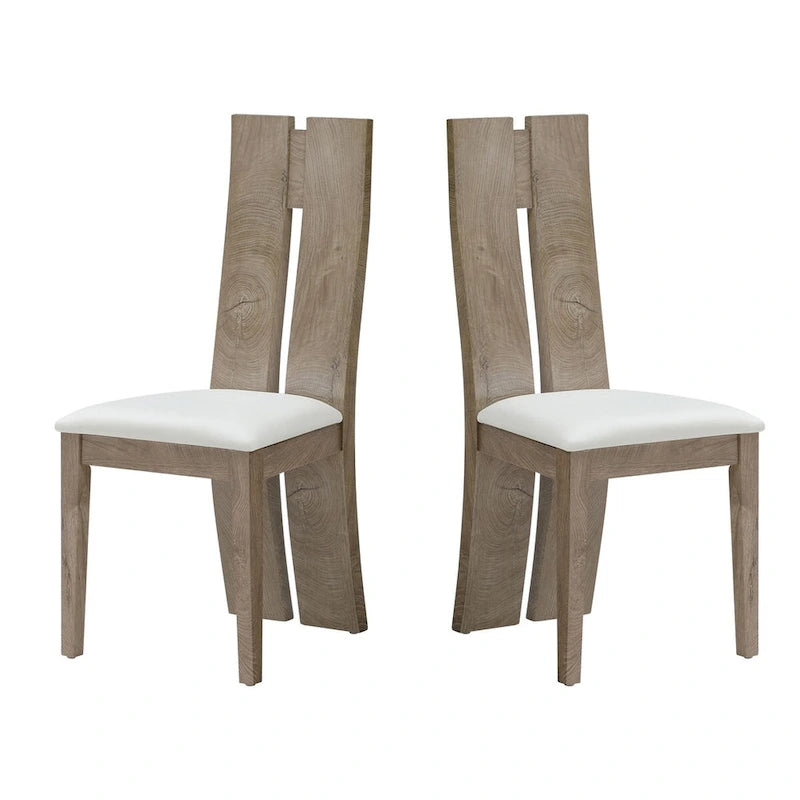 Set da 2 sedie da pranzo senza braccioli con schienale alto e rivestimento in PU