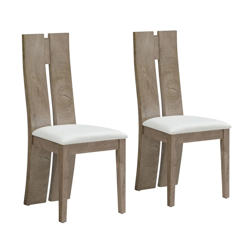Set da 2 sedie da pranzo senza braccioli con schienale alto e rivestimento in PU