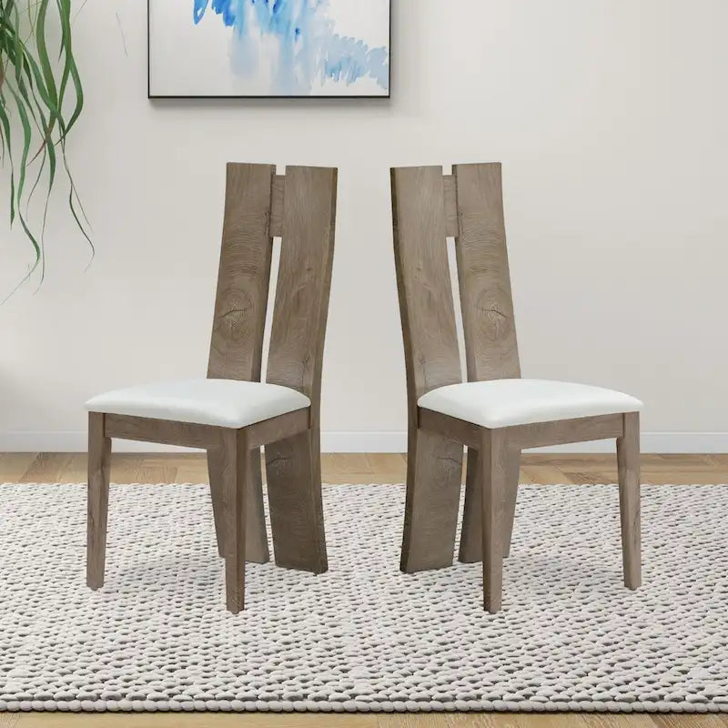 Set da 2 sedie da pranzo senza braccioli con schienale alto e rivestimento in PU