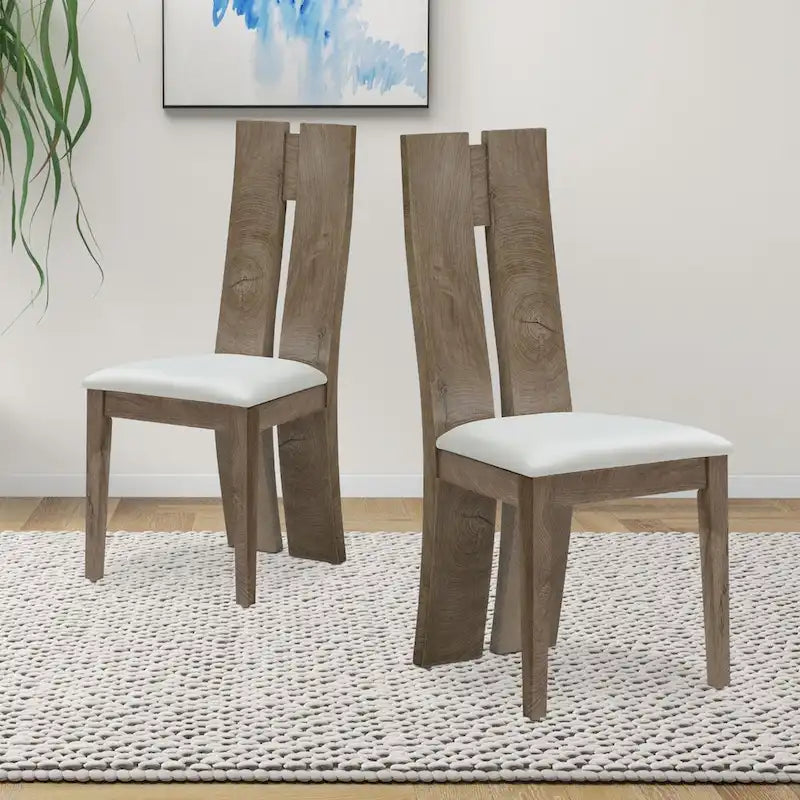 Set da 2 sedie da pranzo senza braccioli con schienale alto e rivestimento in PU