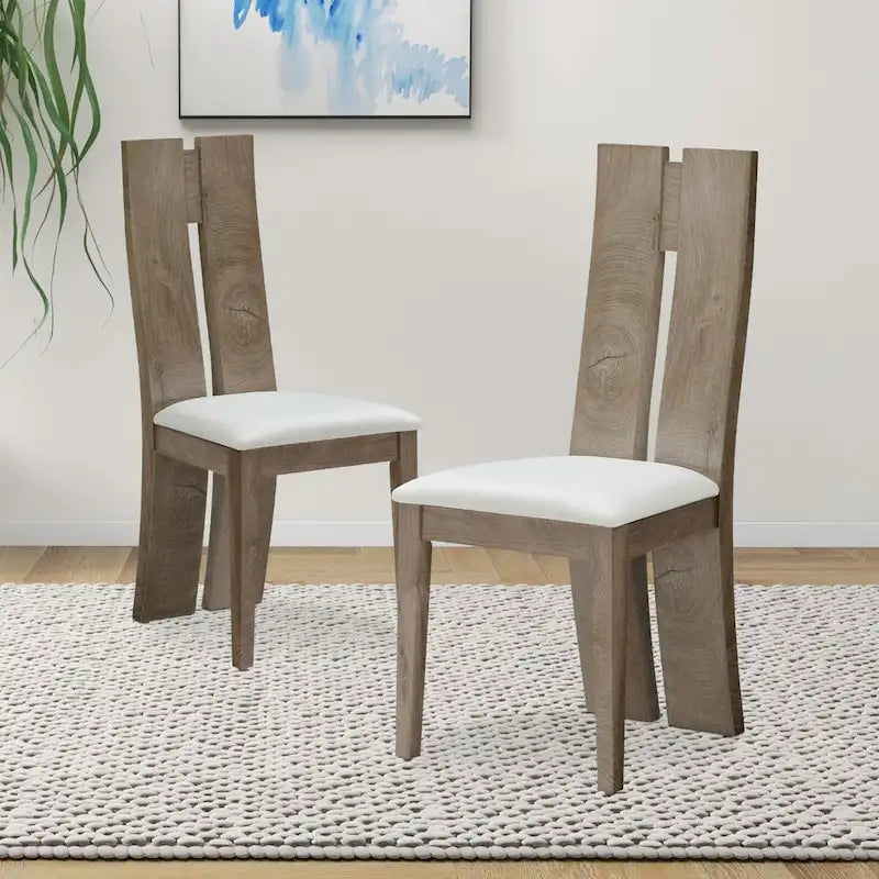 Set da 2 sedie da pranzo senza braccioli con schienale alto e rivestimento in PU
