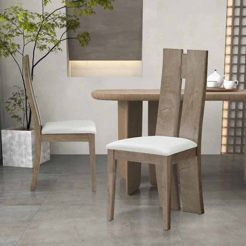 Set da 2 sedie da pranzo senza braccioli con schienale alto e rivestimento in PU
