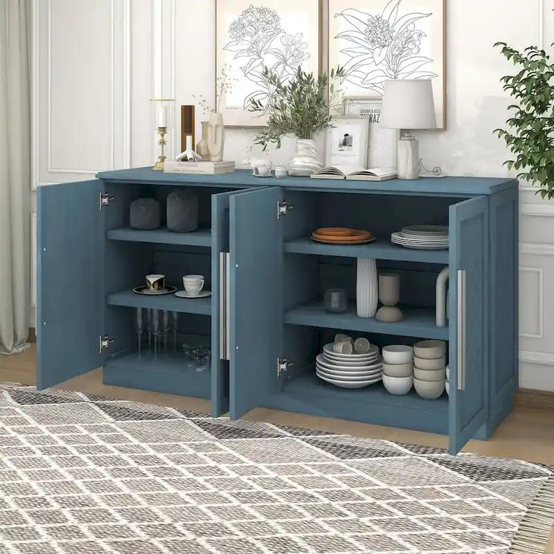 Dressoir van 60 inch met vier deuren en verstelbare planken