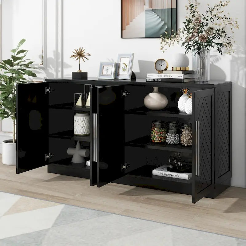 Dressoir van 60 inch met vier deuren en verstelbare planken
