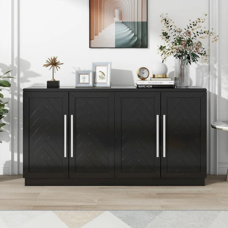 Dressoir van 60 inch met vier deuren en verstelbare planken
