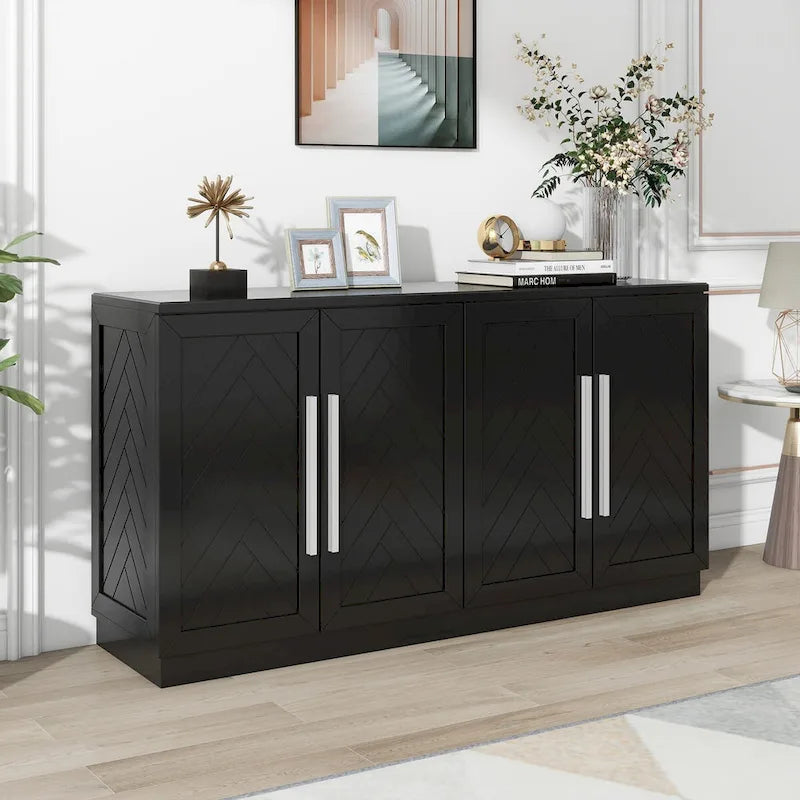Dressoir van 60 inch met vier deuren en verstelbare planken