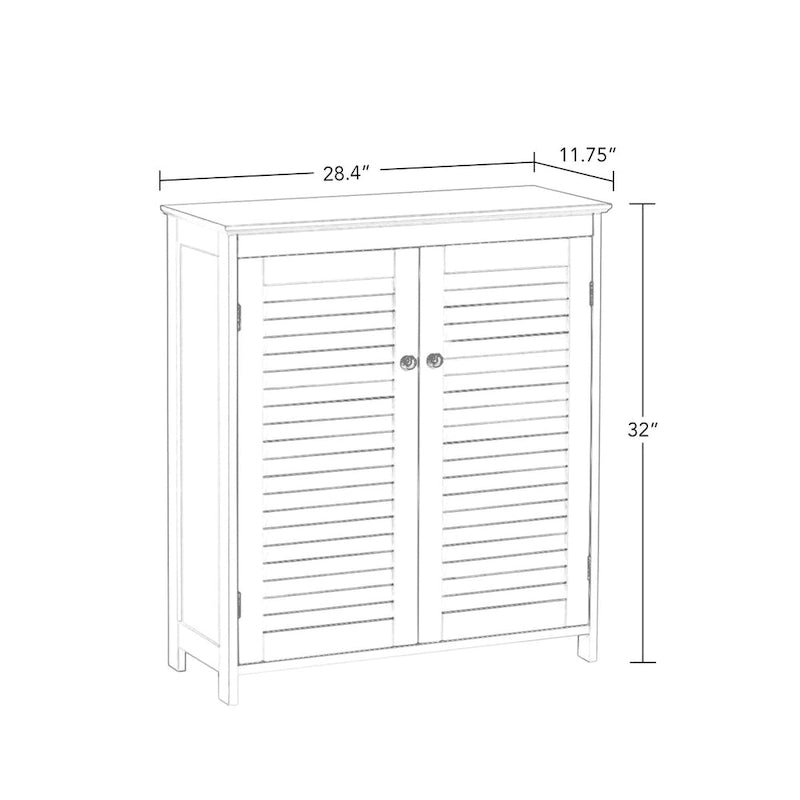 Meuble de rangement de salle de bains blanc avec portes à persiennes