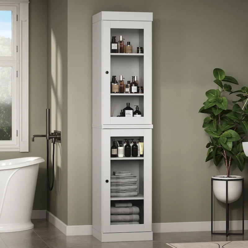 16.5-Inch Solid Pine Bathroom Cabinet with Optional Doors