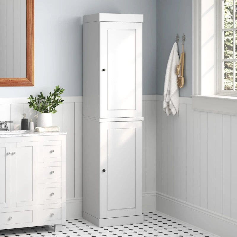 16.5-Inch Solid Pine Bathroom Cabinet with Optional Doors
