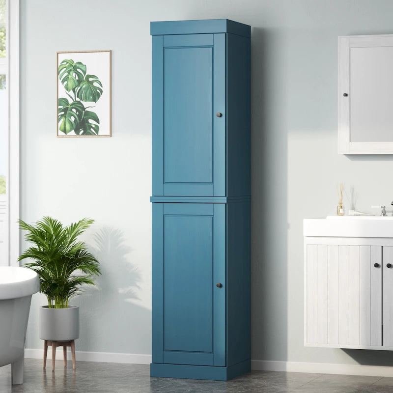 16.5-Inch Solid Pine Bathroom Cabinet with Optional Doors