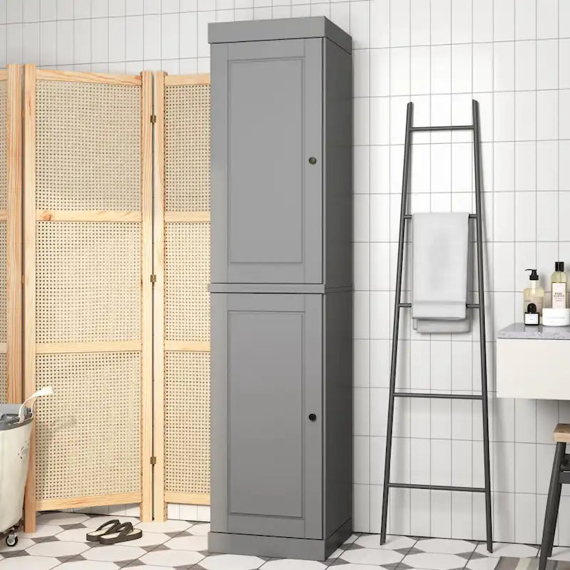 16.5-Inch Solid Pine Bathroom Cabinet with Optional Doors