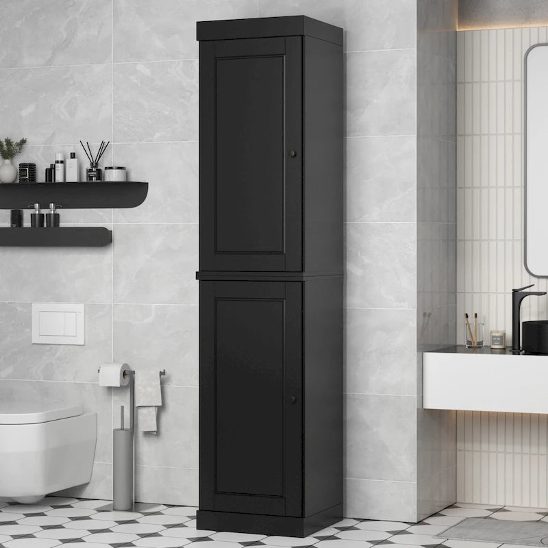 16.5-Inch Solid Pine Bathroom Cabinet with Optional Doors