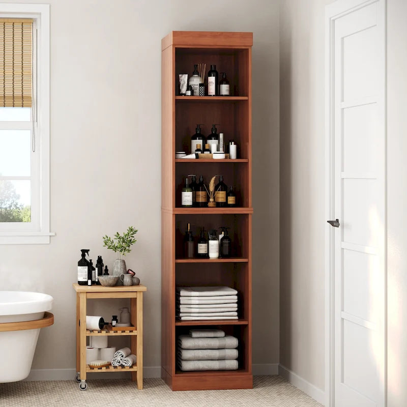16.5-Inch Solid Pine Bathroom Cabinet with Optional Doors