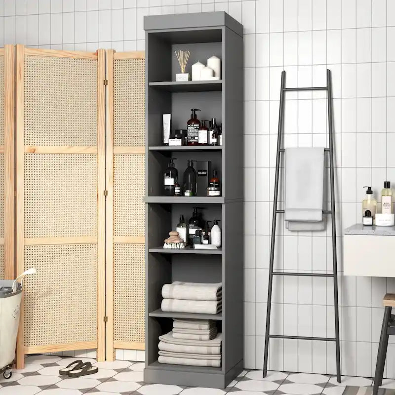 16.5-Inch Solid Pine Bathroom Cabinet with Optional Doors