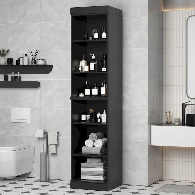 16.5-Inch Solid Pine Bathroom Cabinet with Optional Doors