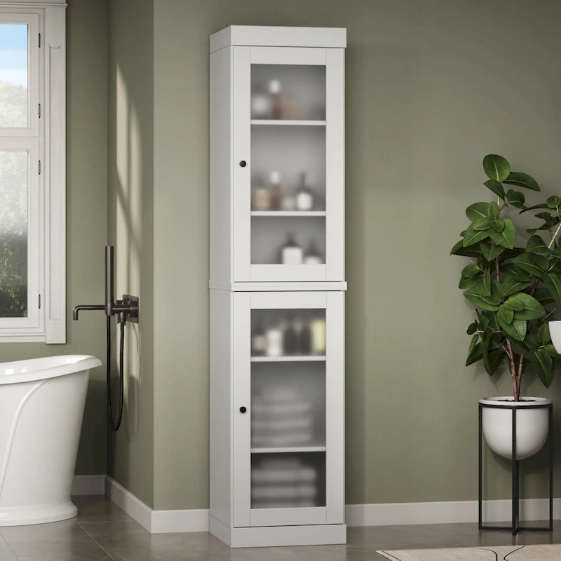 16.5-Inch Solid Pine Bathroom Cabinet with Optional Doors