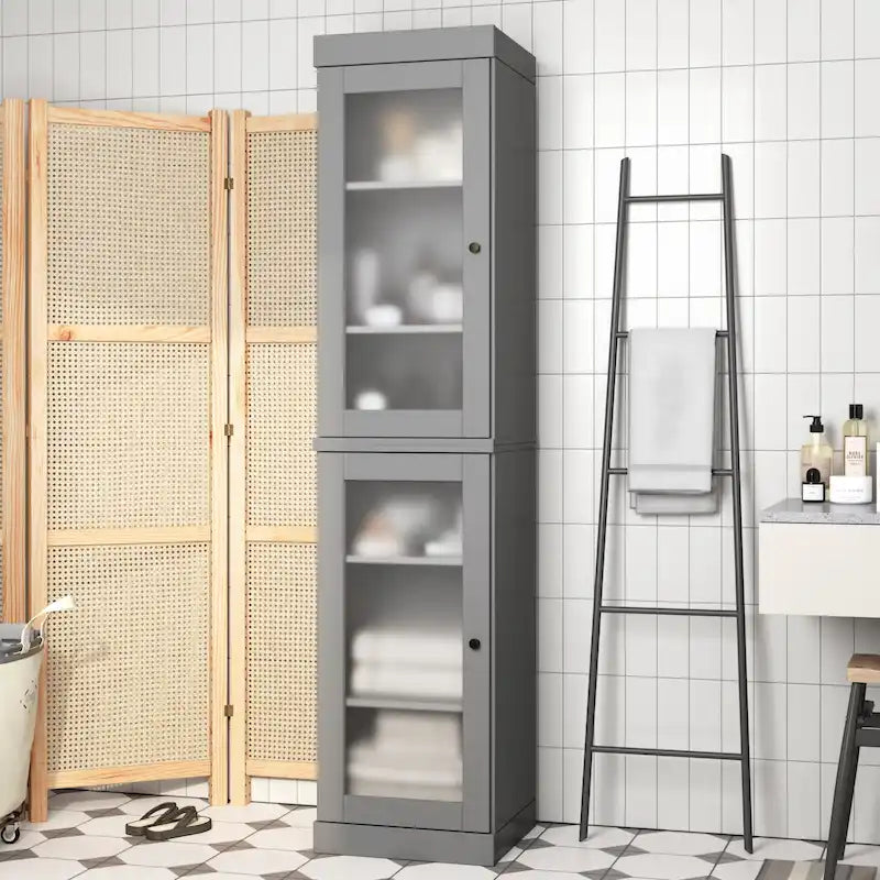 16.5-Inch Solid Pine Bathroom Cabinet with Optional Doors