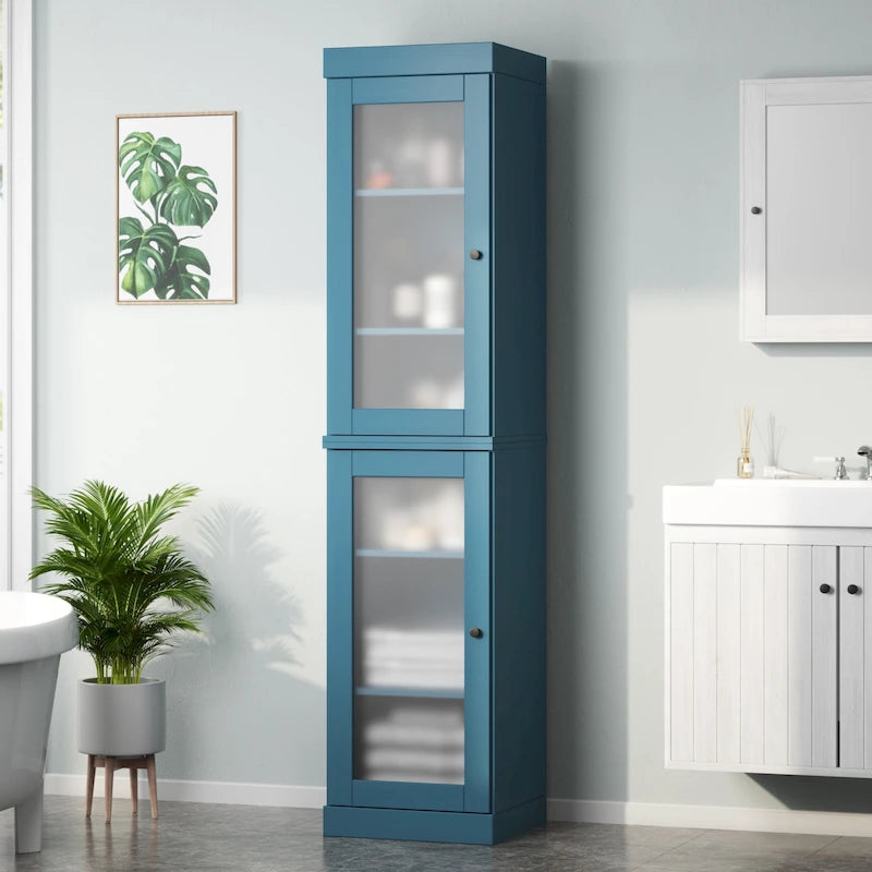 16.5-Inch Solid Pine Bathroom Cabinet with Optional Doors